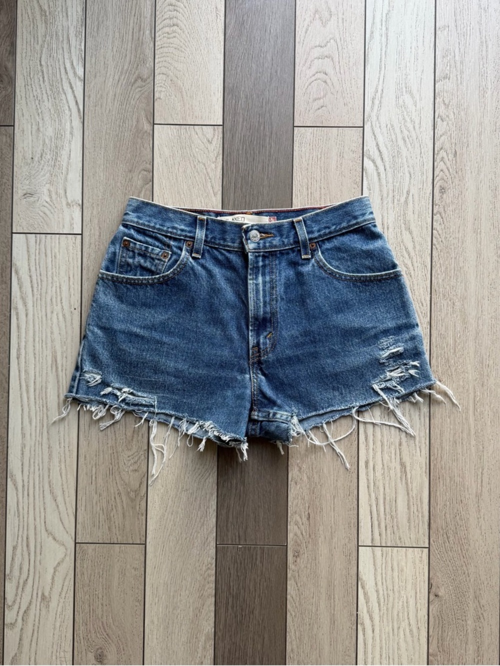 Levi's Dark Blue Distressed Denim Cutoff Shorts size 8S